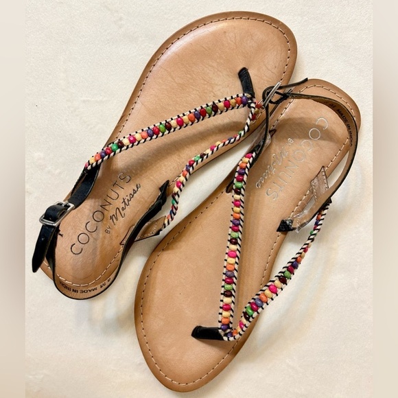 Coconuts by Matisse Multicolor Beaded Thong Sandals Size 8 - Picture 1 of 8